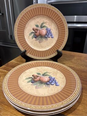Fitz & Floyd Tuscany Intglia  Fruit Motif Salad Plates